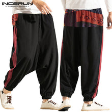 Load image into Gallery viewer, INCERUN 2020 Men Harem Pants Joggers Printed Patchwork Streetwear Cotton Loose Casual Drop-crotch Pants Men Trousers Plus Size