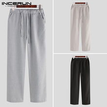 Load image into Gallery viewer, INCERUN Fashion Men Casual Straight Pants Drawstring Solid Color Harajuku Leisure Trousers Men Streetwear Pantalones Hombre 2020