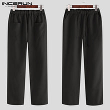 Load image into Gallery viewer, INCERUN Fashion Men Casual Straight Pants Drawstring Solid Color Harajuku Leisure Trousers Men Streetwear Pantalones Hombre 2020
