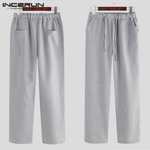 Load image into Gallery viewer, INCERUN Fashion Men Casual Straight Pants Drawstring Solid Color Harajuku Leisure Trousers Men Streetwear Pantalones Hombre 2020