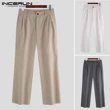 Load image into Gallery viewer, 2020 Cotton Men Pants Button Joggers Solid Loose Streetwear Business Casual Straight Pants Trousers Men Pantalones S-5XL INCERUN