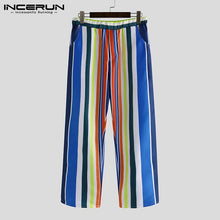 Load image into Gallery viewer, INCERUN Fashion Men Rainbow Color Stripe Elastic Waist Straight Pants Baggy Casual Harem Trousers Joggers Mens Street Sweatpants